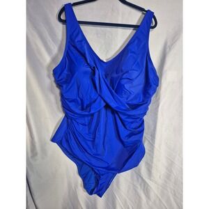 Avenue Cobalt Blue One‎ Piece Swimsuit Plus Size Twist Front Swimwear